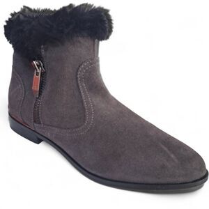 Marc Fisher Women's Grey Suede Faux Fur Ankle Booties Sz 7.5